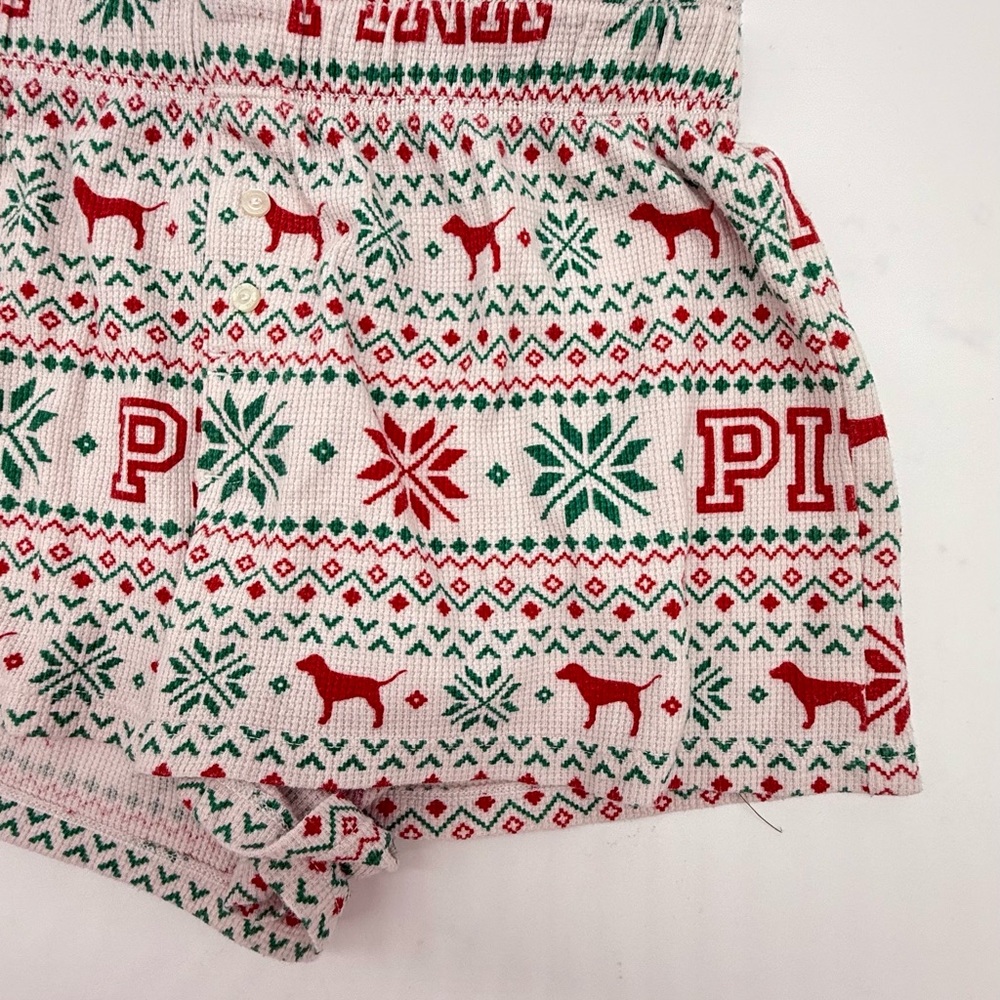 Victoria’s Secret PINK Christmas Thermal Shorts XS Holiday Pajama Lounge Festive - Picture 4 of 8
